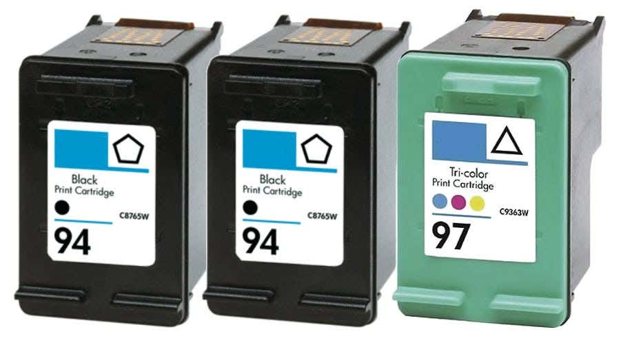 Combo 3 Pack of Remanufactured HP 94 Black & 97 Color Ink Cartridges